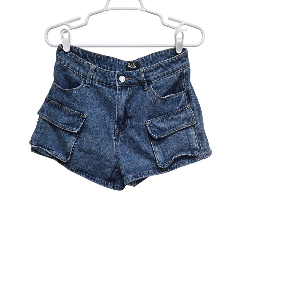 Simple Society Y2K Cargo Pocket Denim Shorts Size 5 27